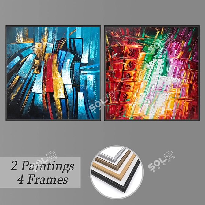 Elegant Wall Art Set with Multiple Frames 3D model image 1