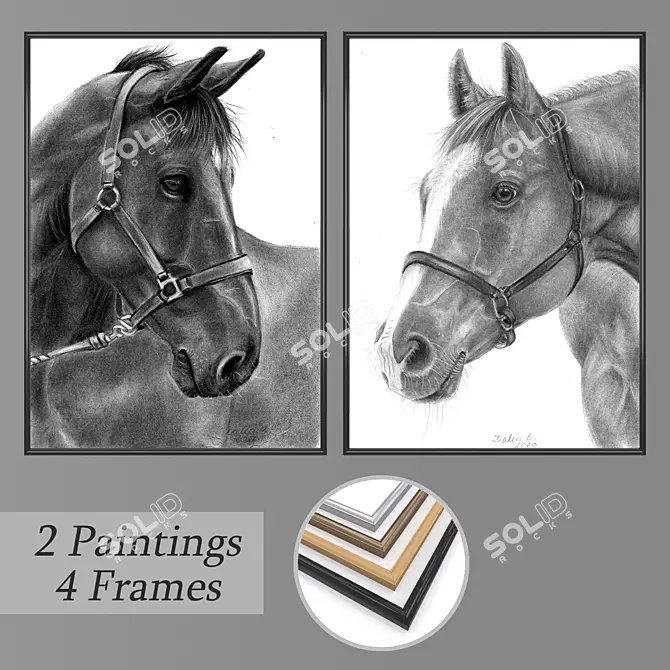 Modern Wall Painting Set with Multiple Frames 3D model image 1