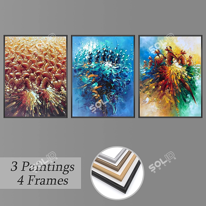 Modern Wall Art Set with Multiple Frames 3D model image 1