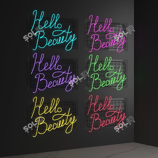 Radiant Greetings: Hello Beauty Neon 3D model image 15