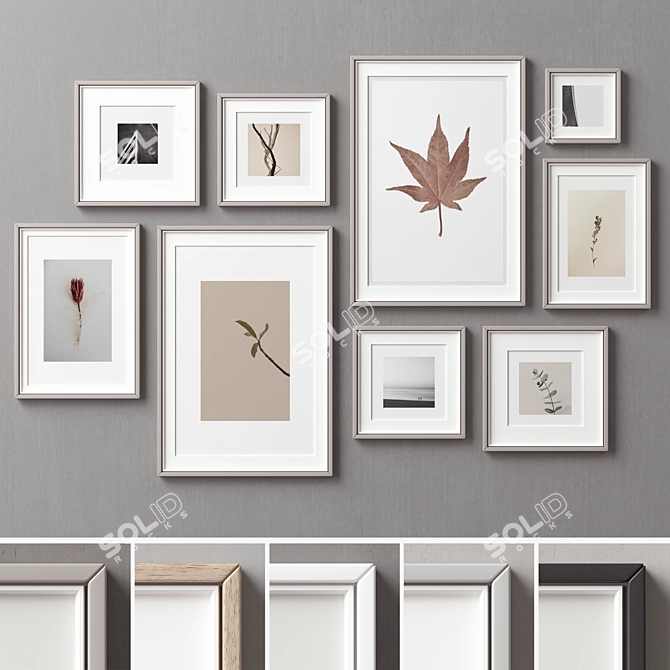 9-Piece Picture Frames Set 3D model image 1