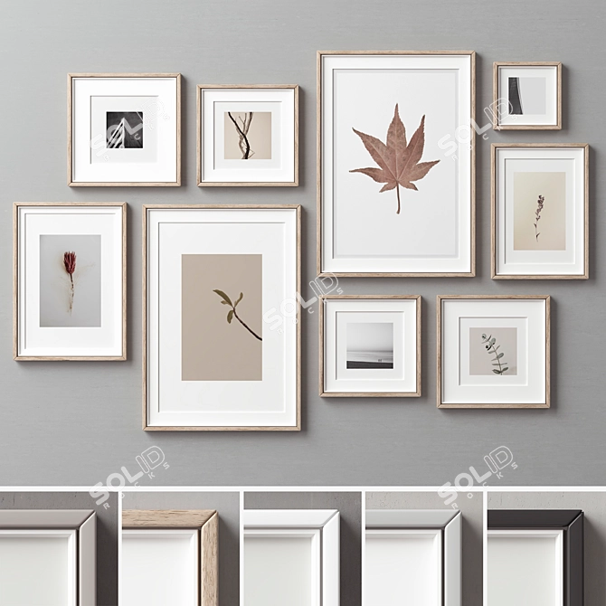 9-Piece Picture Frames Set 3D model image 2