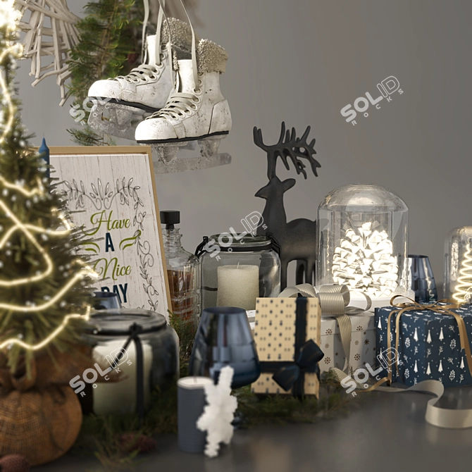Festive Holiday Decor Set 3D model image 3