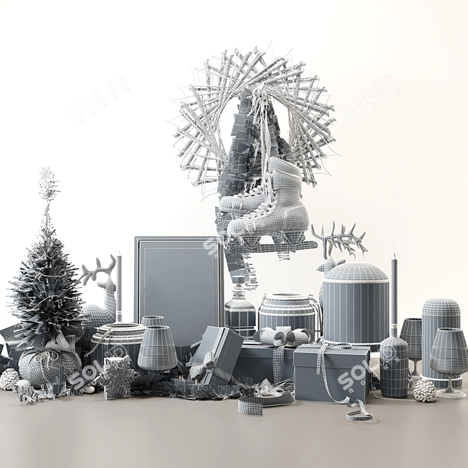 Festive Holiday Decor Set 3D model image 10