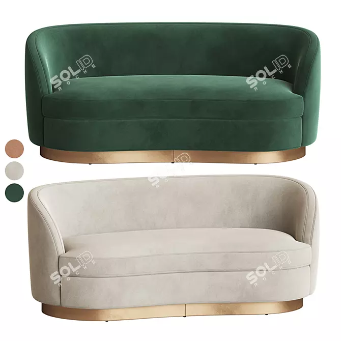 Luxury Tropez Velvet Petite Sofa 3D model image 1