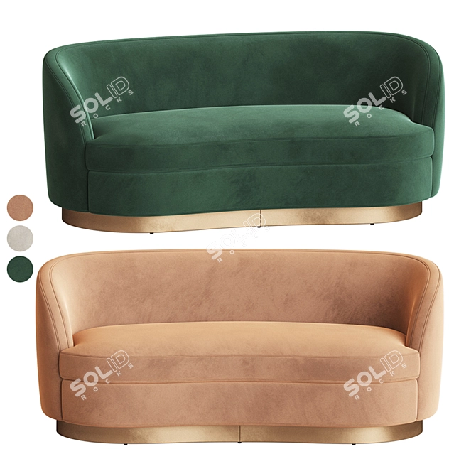 Luxury Tropez Velvet Petite Sofa 3D model image 2