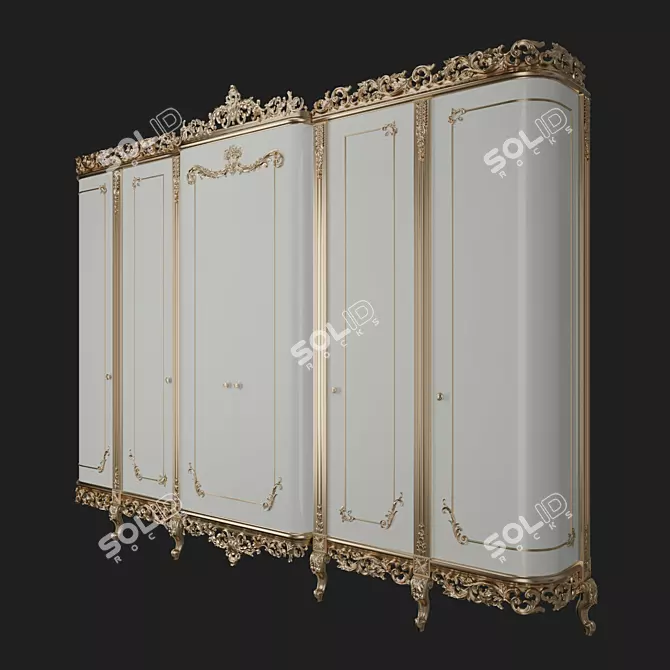 Elegant Space-Saving Wardrobe 3D model image 1