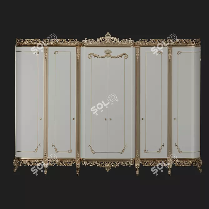 Elegant Space-Saving Wardrobe 3D model image 2