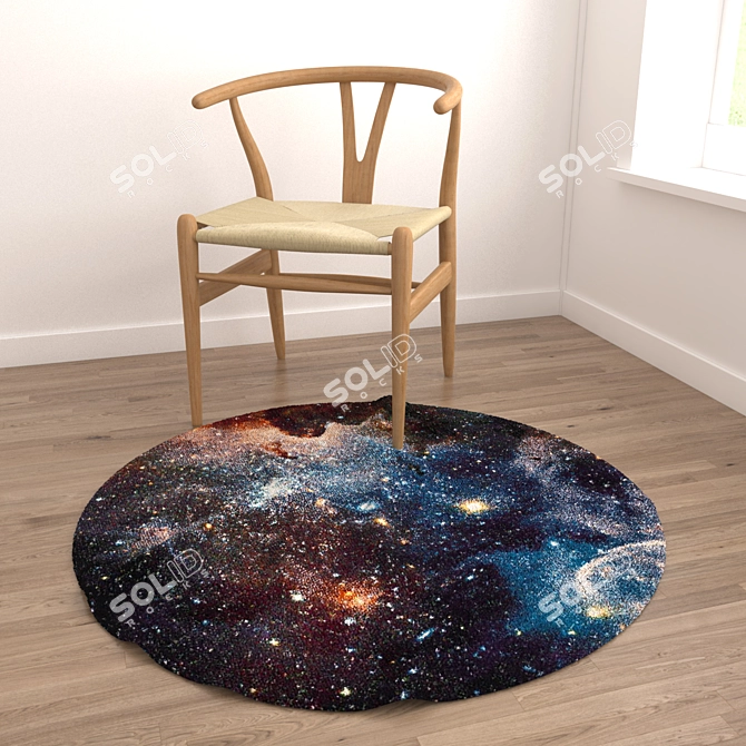 Round Carpets Set 98: 6 Circular Rugs with Variations, Perfect for Close and Distant Perspectives 3D model image 4