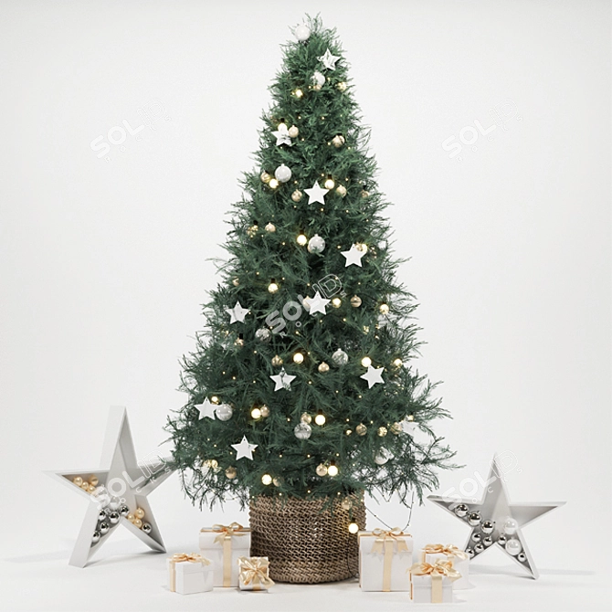 Festive Pine Tree 3D model image 1