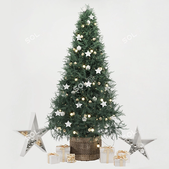 Festive Pine Tree 3D model image 4