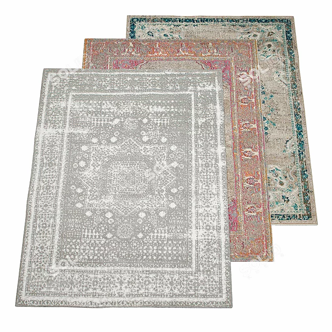 Brighella Gray Ivory Rug 8'x10': Turkish-Made, Machine-Woven, Polypropylene Pile 3D model image 2