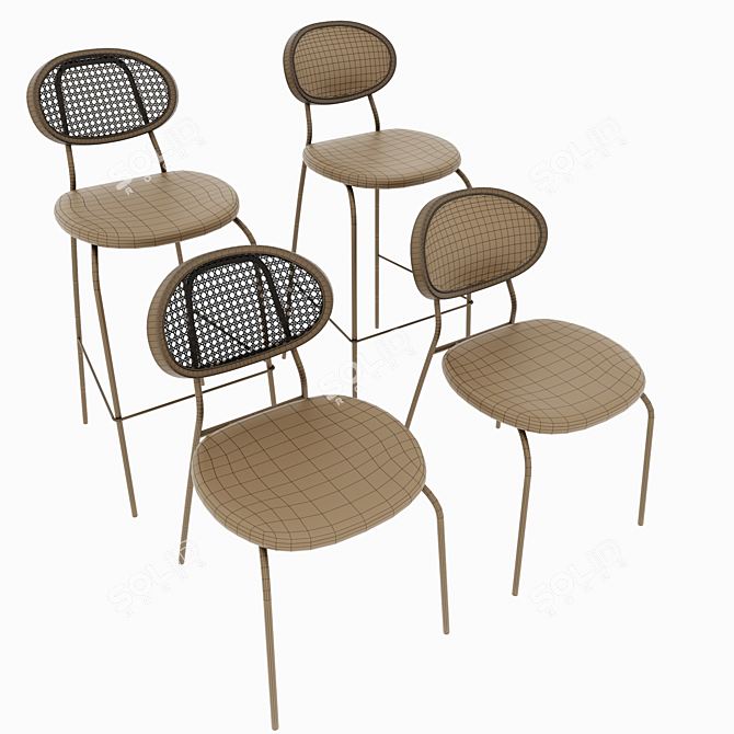 Dester Rattan Side and Bar Chairs 3D model image 5