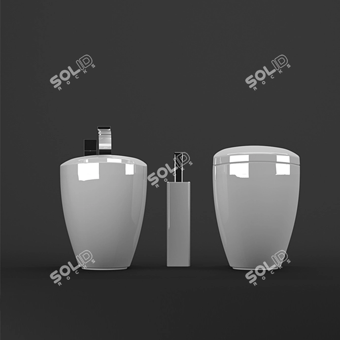 Luxury Bathroom Set: Toilet & Bidet 3D model image 3