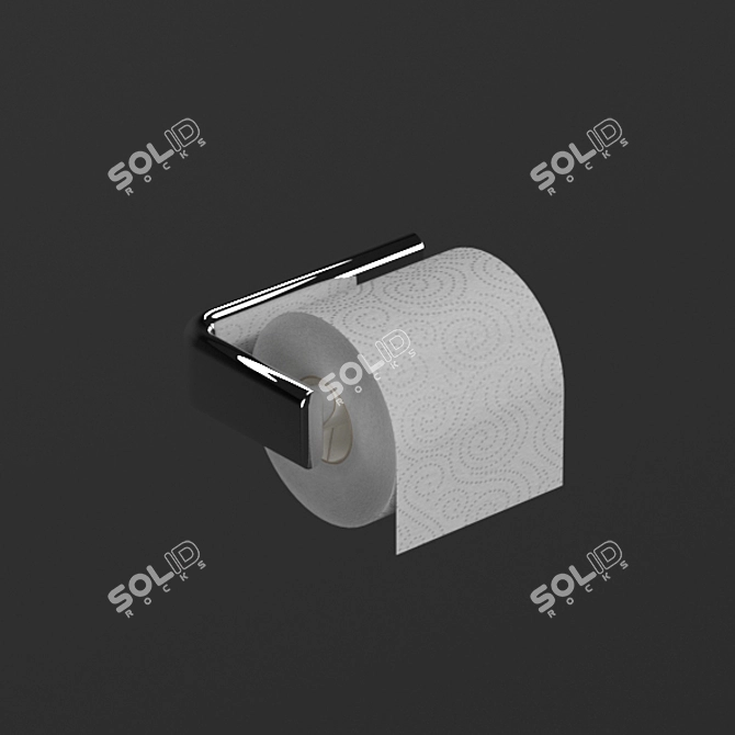 Sleek Chrome Toilet Paper Holder 3D model image 1