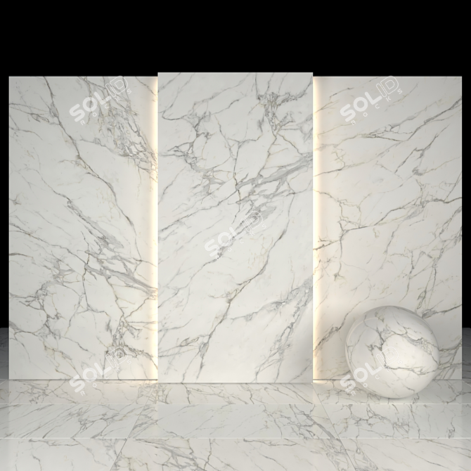 Elegant White Calacatta Tiles 3D model image 1