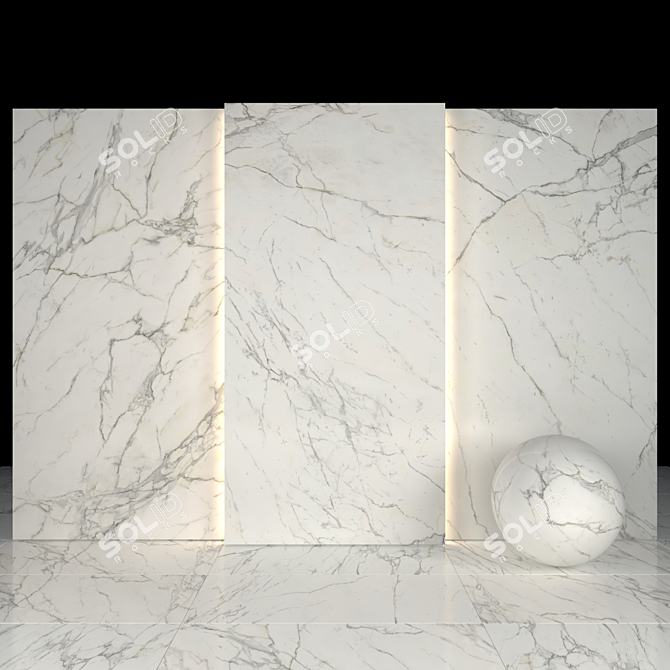 Elegant White Calacatta Tiles 3D model image 2