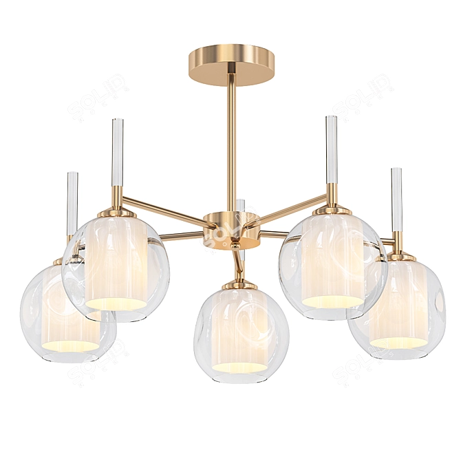 Dual-Dome Cracked Glass Chandelier 3D model image 1
