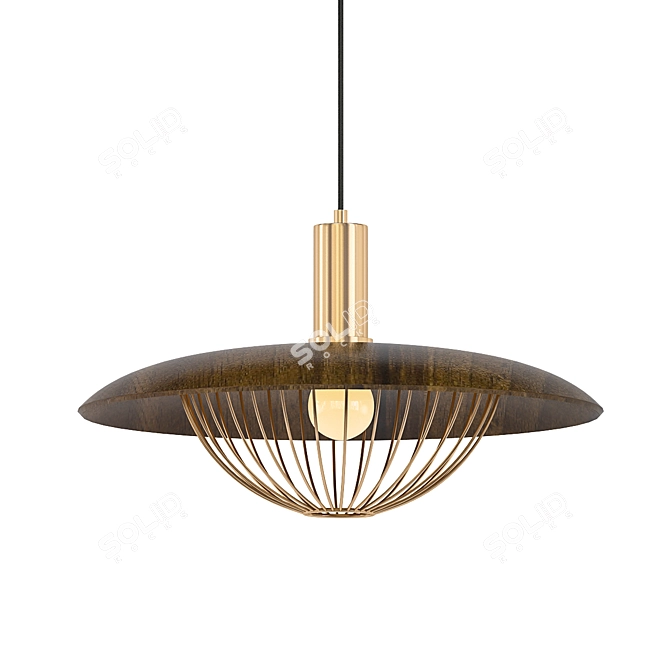 Nikko Pendant Light: Elegant Wooden Shade 3D model image 1