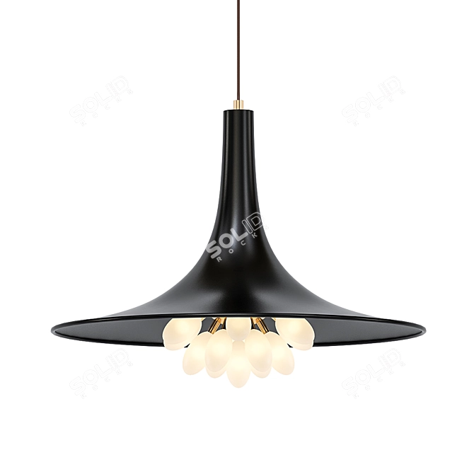 Elegant Cluster Pendant with Black Metal and Beige Glass Shades 3D model image 1