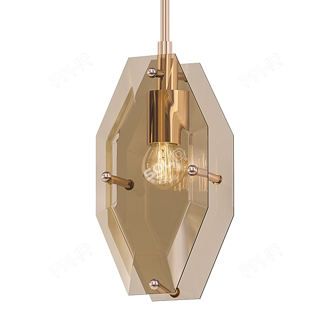 Elegant Topaz Glass Pendant Light 3D model image 1