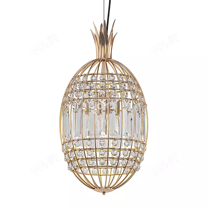 Golden Crystal Pendant Lamp 3D model image 1