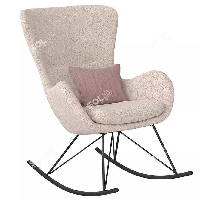 Cozy Velvet Wing Rocking Chair 3D model image 1