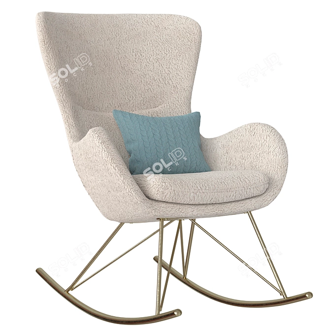 Cozy Velvet Wing Rocking Chair 3D model image 2