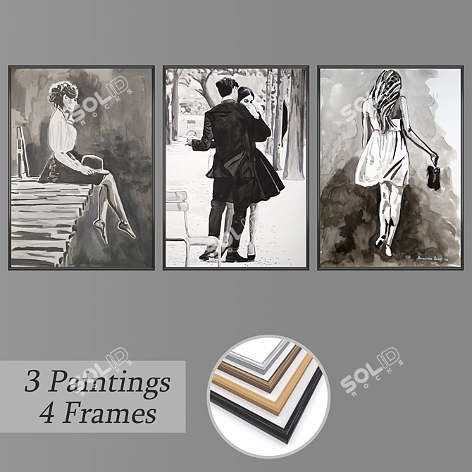 Modern Art Wall Set 3D model image 1