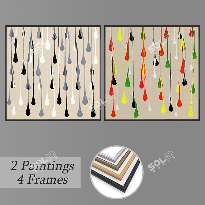 Diverse Wall Art Set with 2 Paintings 3D model image 1