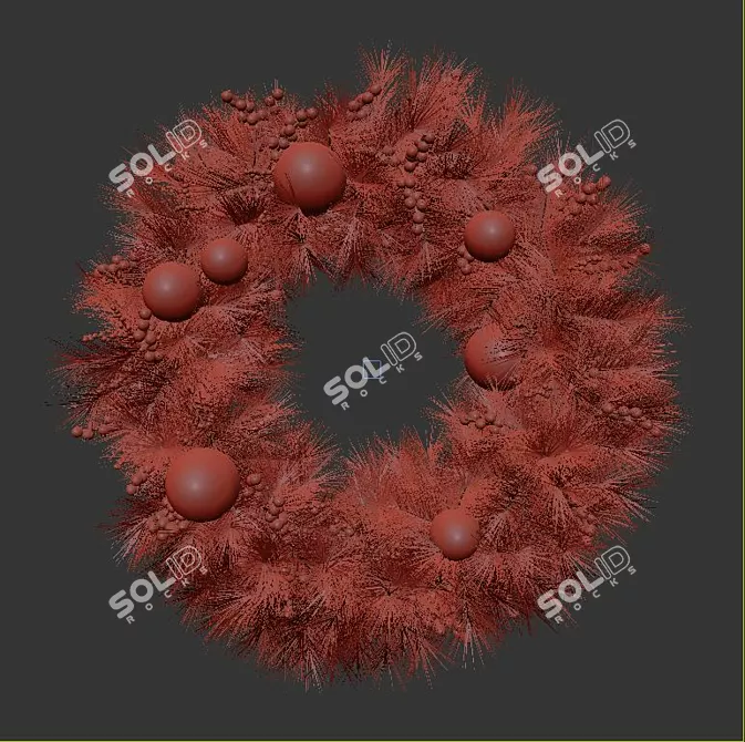 Frosty White Christmas Wreath 3D model image 2