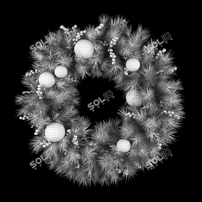 Frosty White Christmas Wreath 3D model image 3