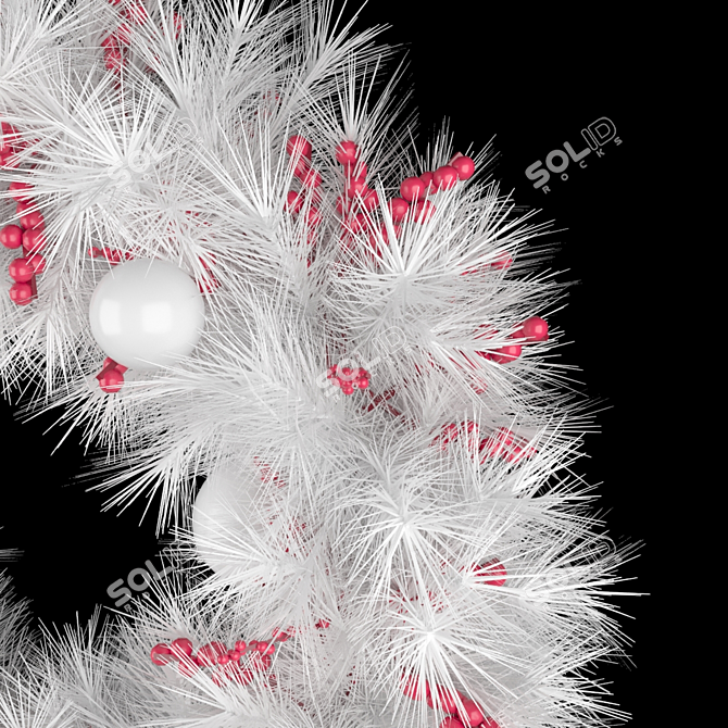 Frosty White Christmas Wreath 3D model image 4
