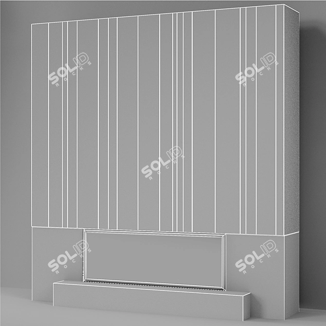 Modern Brass Panel Fireplace 3D model image 4