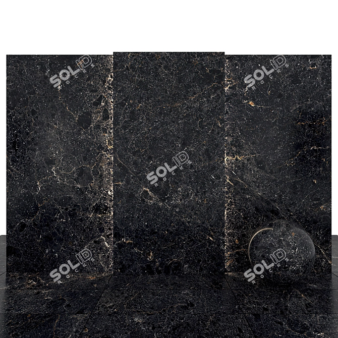 Elegant Univers Black Marble Slabs 3D model image 2