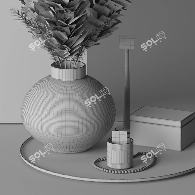 Title: Elegant Decor Set: Candles, Vase, Tray, Art, Books 3D model image 3