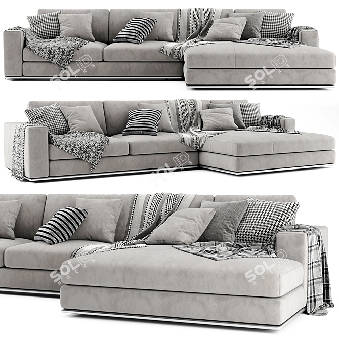 Minotti Hamilton Modern Chaise Lounge Sofa 3D model image 1
