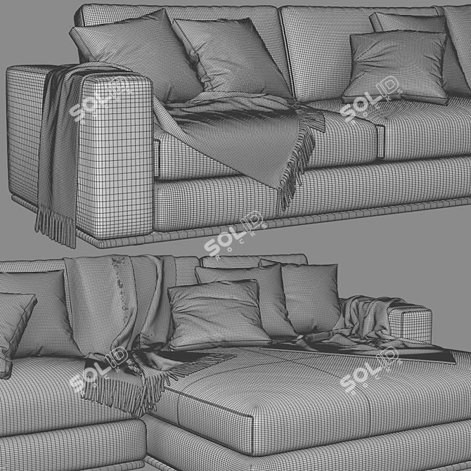 Minotti Hamilton Modern Chaise Lounge Sofa 3D model image 4