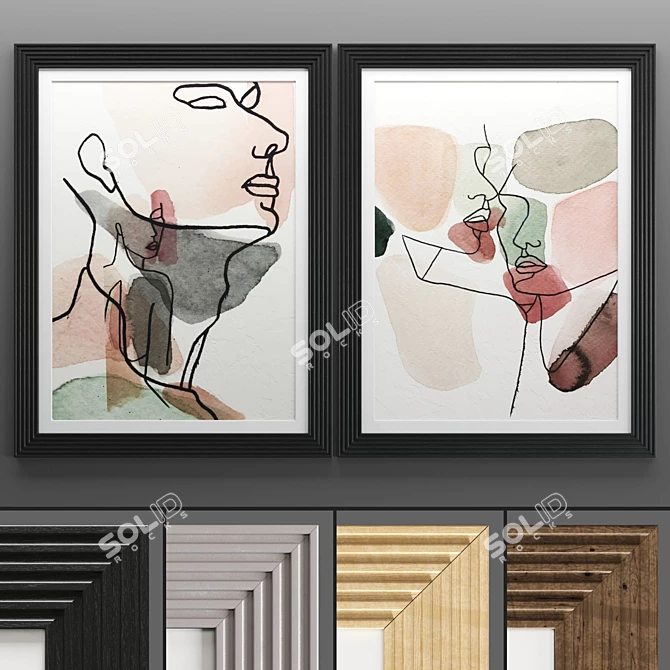 Modern Art Frame Set - 2 Frames, 4 Textures 3D model image 1