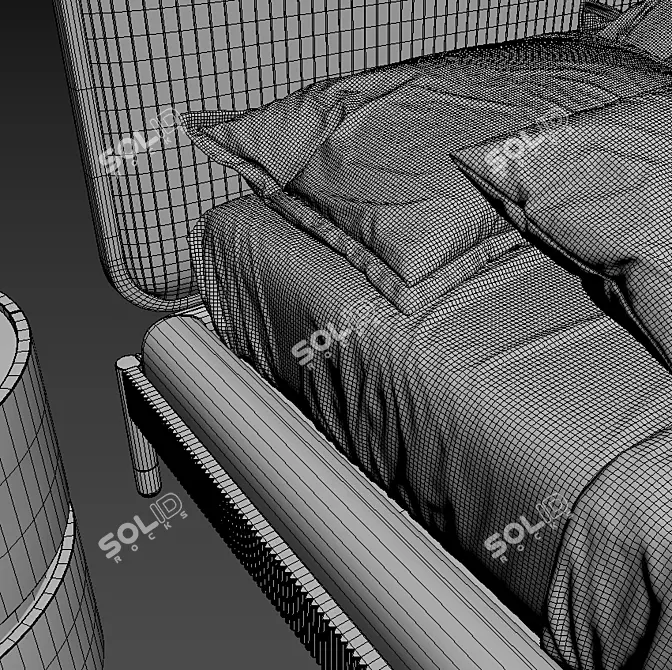 Elegant Plisse Bed by Pianca 3D model image 3