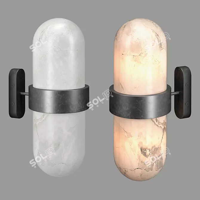 Sculptural Hercule Sconce by Pouenat 3D model image 1