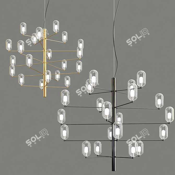 Sleek LED Chandelier: Modern Elegance 3D model image 1