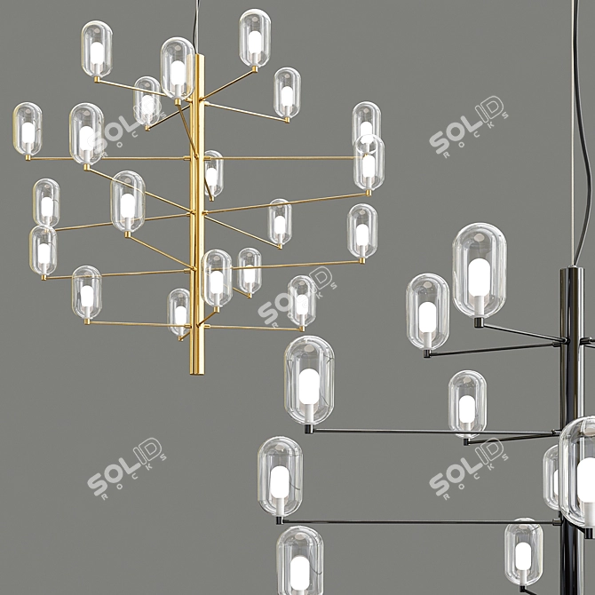 Sleek LED Chandelier: Modern Elegance 3D model image 2