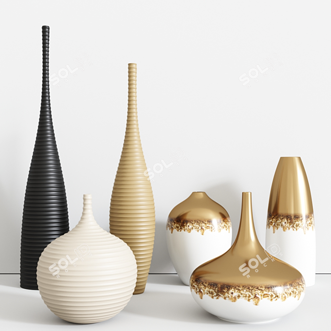 Stylish Decor Vases Set #17: 3D Model with Textures and Materials 3D model image 1