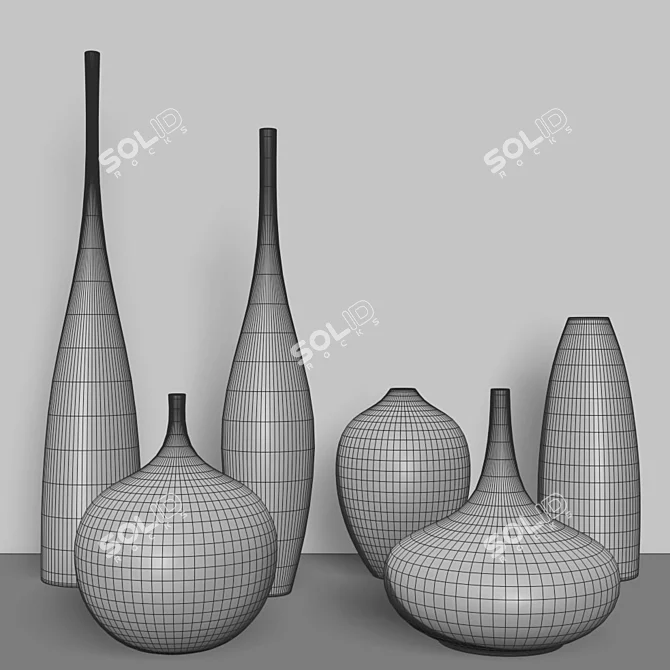 Stylish Decor Vases Set #17: 3D Model with Textures and Materials 3D model image 3