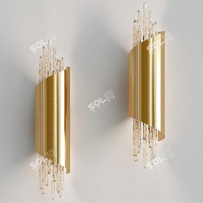 Bonnet Wall Sconce with Gold Frame 3D model image 1