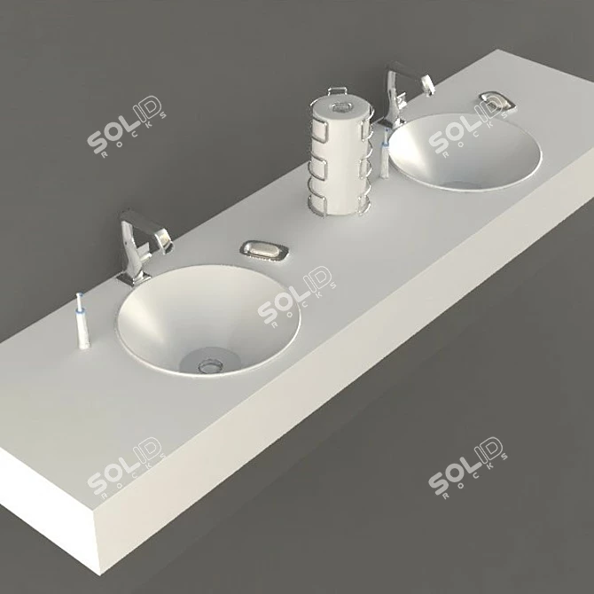 Sleek Modern Washbasin 3D model image 1