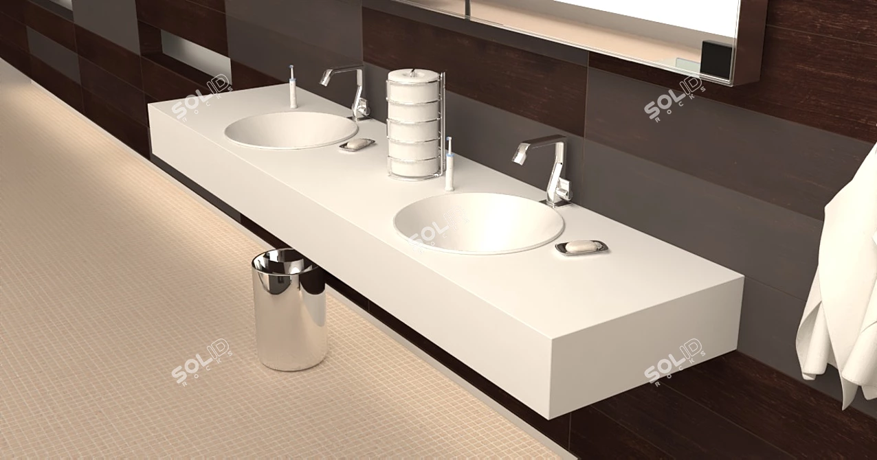 Sleek Modern Washbasin 3D model image 3