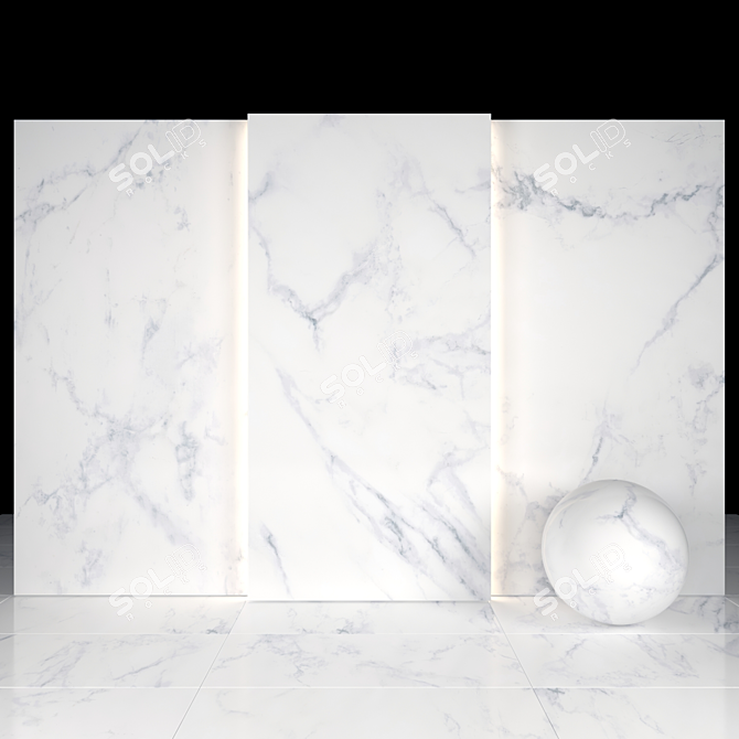 Elegant Carrara White Tiles 3D model image 1