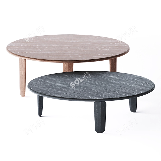 Contemporary Round Wood Coffee Table by Zeitraum 3D model image 1